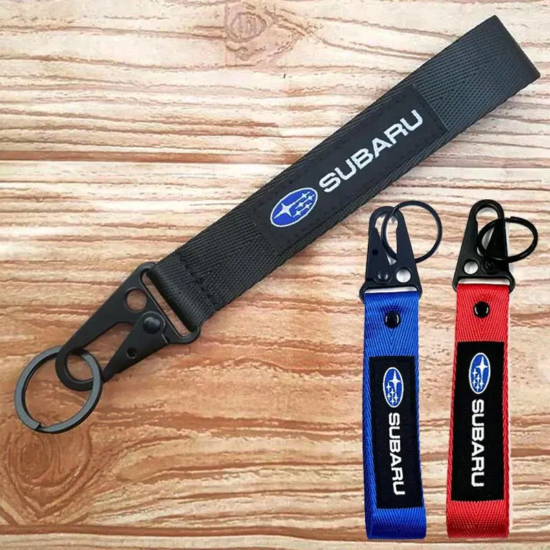 Nylon Car Badge Key Chains Pendant Keyrings Strap for Subaru STI Forester Impreza Legacy Outback XV BRZ WRX Tribeca Ascent WRC