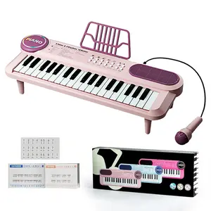 Music Piano Toys for Kids, 37 Key Portable Piano Keyboard with Microphone & Music Stand, Electronic Piano Toy with Microphone, Christmas Gifts