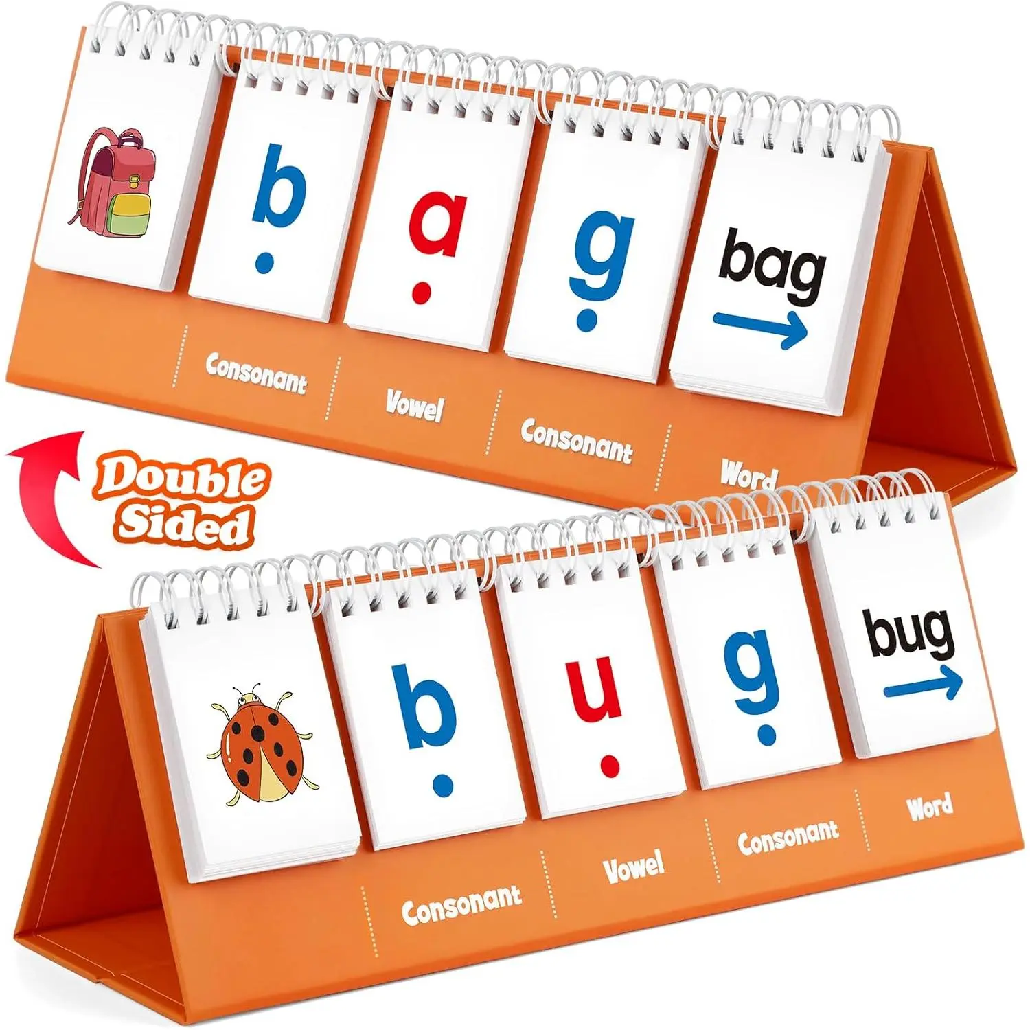 CVC Phonics Flashcards & Unisex Spelling Manipulative Toy - Foldable Chart, Letter Tiles, Desktop Size, for 3-6 Years Boys and Girls, Classroom Activities, Improve Speech Early Education Supplies