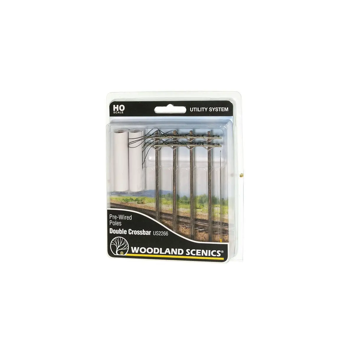 Woodland Scenics US2266 Pre-Wired Poles - Double Crossbar, HO Scale