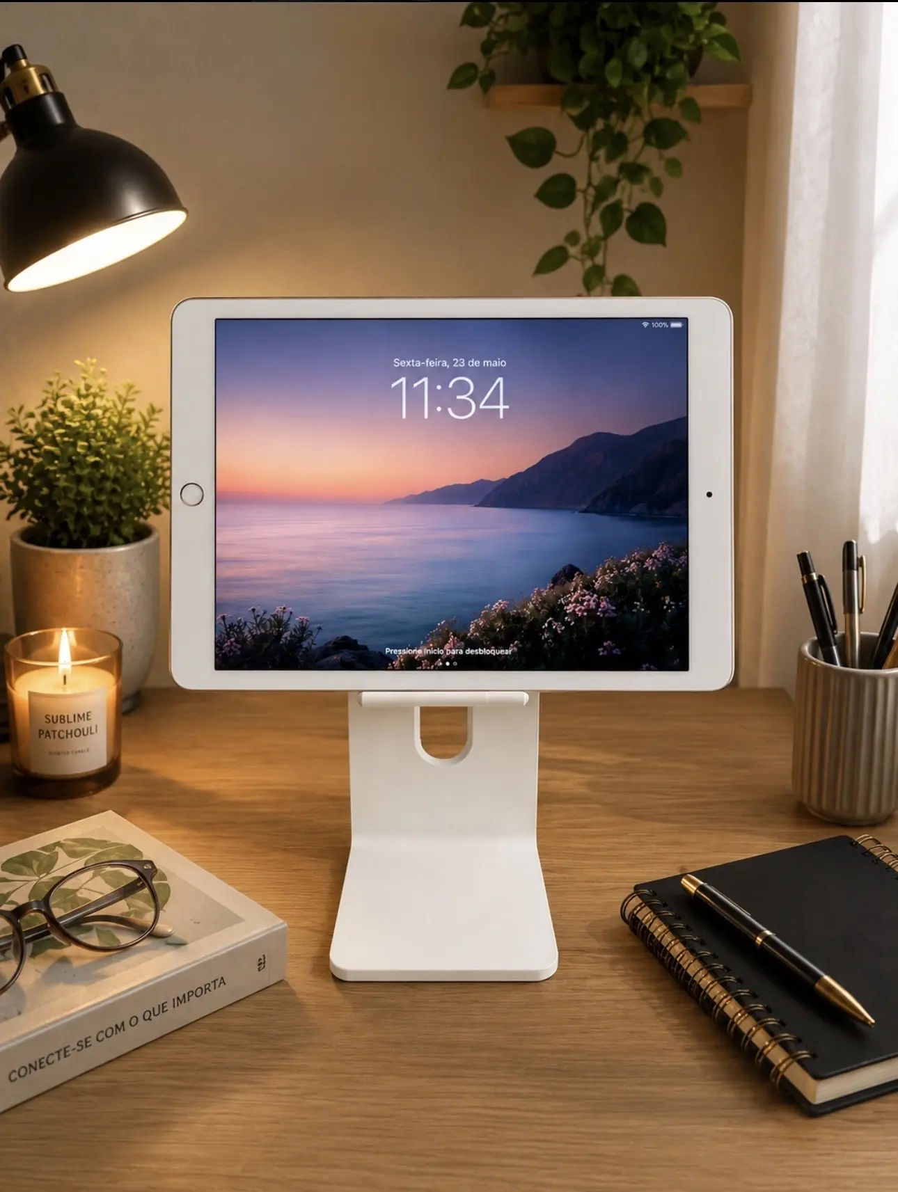 TS-001 Short Freestanding Minimalist Compact Desktop Tablet Stand, Hands-Free Accessory for Daily Use with iPads/Androids, Workspace Organization