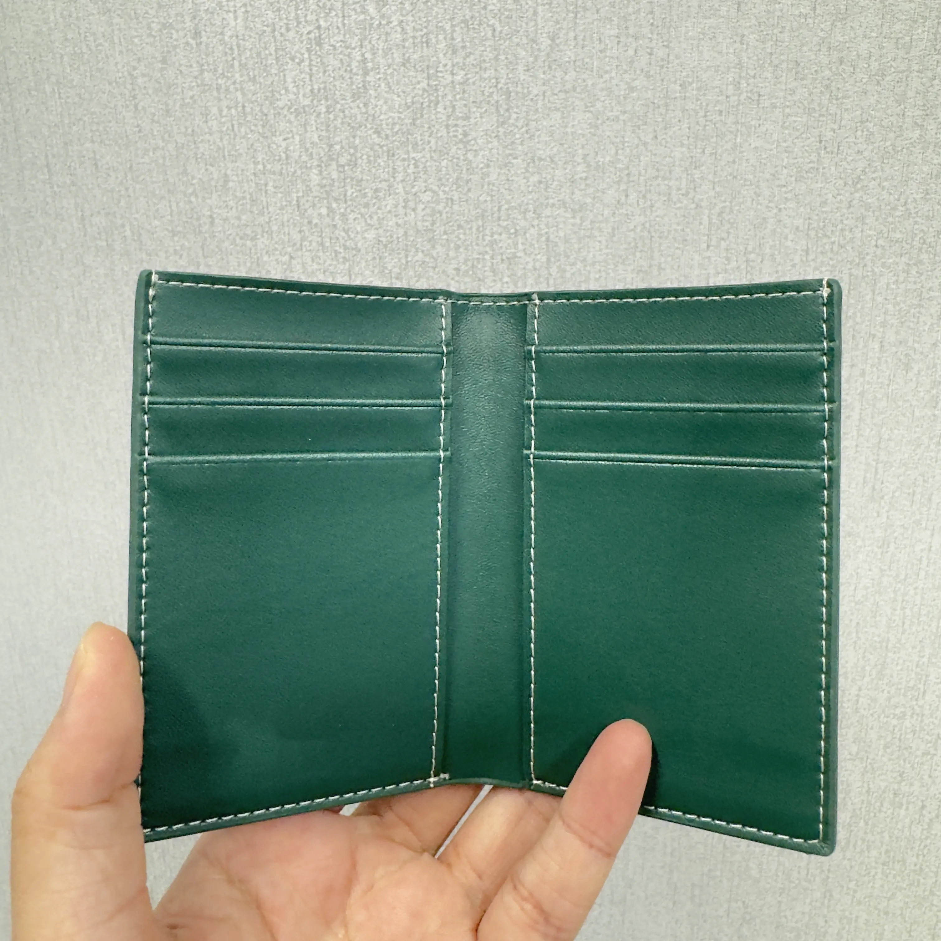 Vertical wallet-Green Leather Wallet 11.5cm x 7.5cm x 0.8cm Multiple Colors Available White Black Red Orange Gray Green Brown Royal Blue