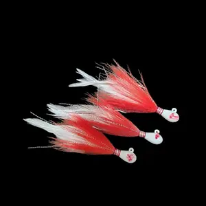 Bloody Tear Drop 1oz Custom Bucktail Jigs for Saltwater Fishing - Available in 2 Colors