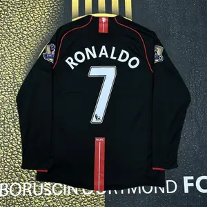 07 08C7 Ronaldo Away Black Long Sleeve Vintage JerseyFan Edition Edition