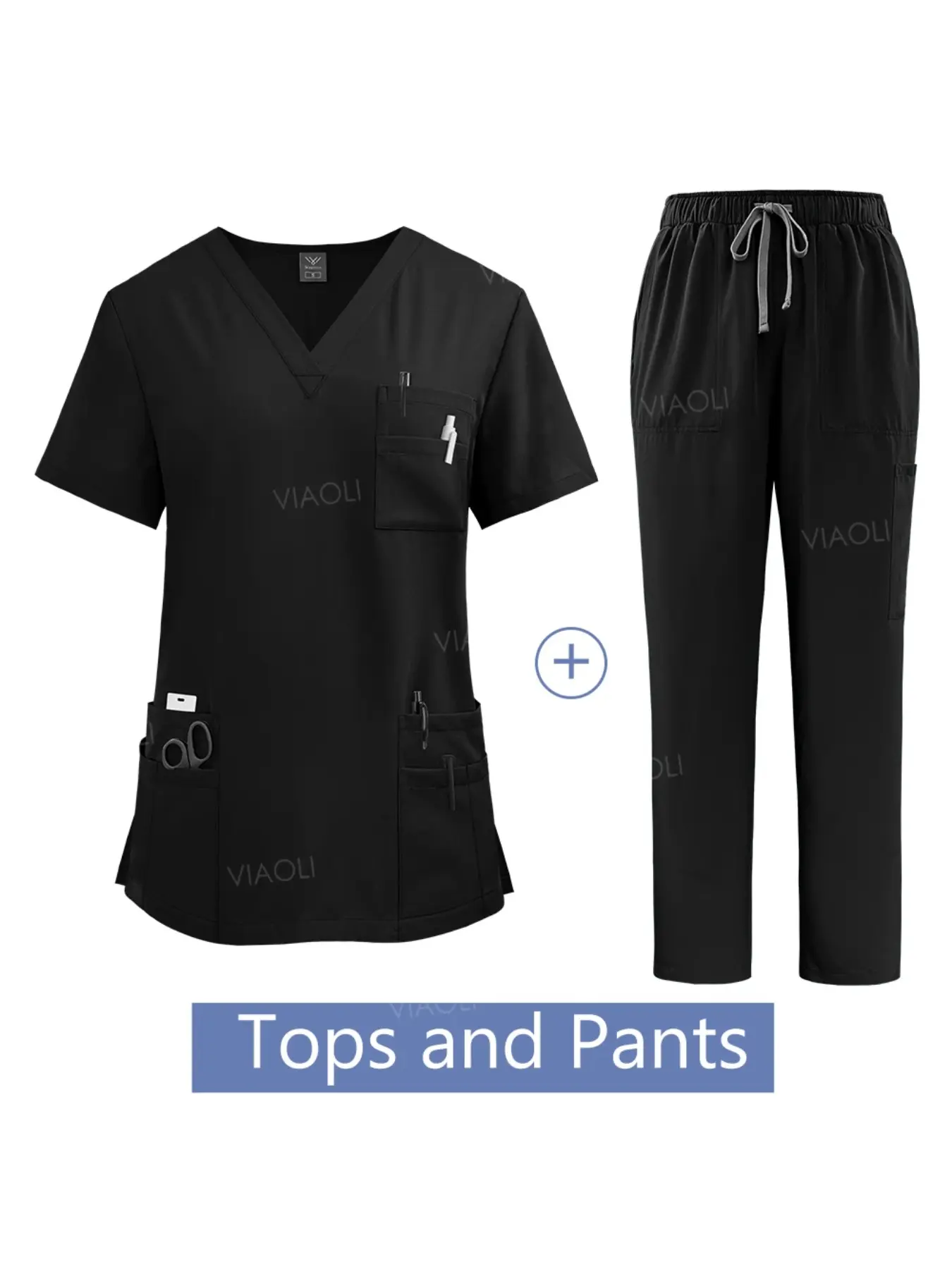Medical Uniform Scrub Hospital Working Scrubs Set Wholesale Nursing Scrub Uniforms Women Nurse Workwear Healthcare Pharmacy Clinic Work Clothes Vneck Workwear