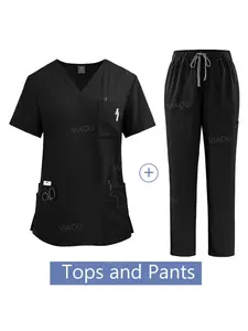 Medical Uniform Scrub Hospital Working Scrubs Set Wholesale Nursing Scrub Uniforms Women Nurse Workwear Healthcare Pharmacy Clinic Work Clothes Vneck Workwear