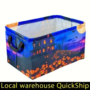 Halloween Laundry Basket, Durable Polyester Storage Bin For Dorm, Bathroom, Halloween Basket, Dorm Room Essentials, Halloween Gifts, Gift Basket Teacher Basket Book Basket, Fall Basket, Halloween Baskets, Spooky Basket, Shelf Baskets