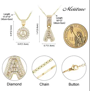 Women's GXG 2-Pack Initial Letter Pendant Necklaces, 14K Gold-Plated Cubic Zirconia Alphabet Jewelry, Adjustable 17-19in Fashion Accessories
