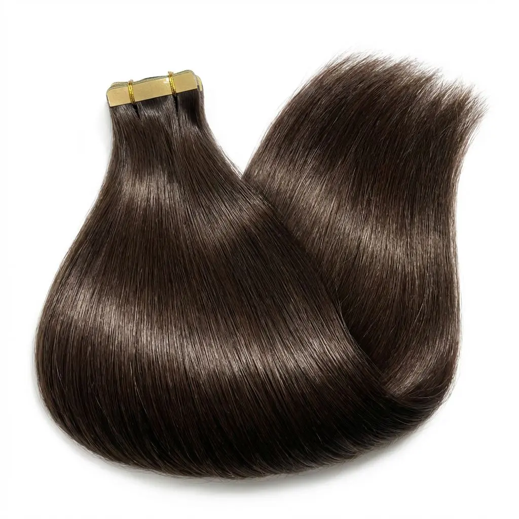 JOPEAR 84Pcs PU Skin Invisible Silky Straight Tape in Hair Extensions 100% Human Hair #4 Medium Brown Brazilian Remy Skin Weft Tape Ins 16-22 Inch