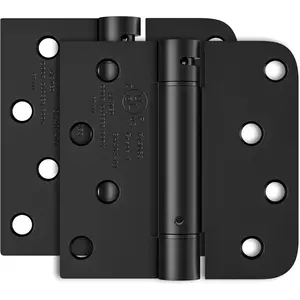 2 Pack Self Closing Door Hinges, Spring Door Hinges 4 Inch Self Closing with Square & 5/8'' Radius Corners, Adjustable Tension for Garage, Front,  Door, UL Listed, Left and Right Hand