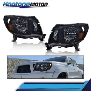 CROSSDESIGN Smoked Headlights Headlamps Driver & Passenger Fit For 2005-2011 Toyota Tacoma