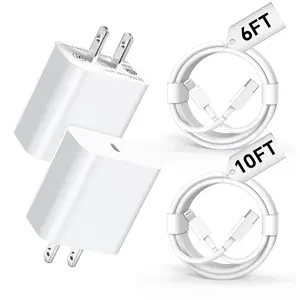 Compatible with iPhone Charger 6/10Ft Fast Charging 2Pack 20W PD Fast Charger Type C Fast Charging Block & Fast Charger Cord Compatible with iPhone 14/13/12/11 Pro/iPad/Pro Max/Plus/XS/XR/SE Charger