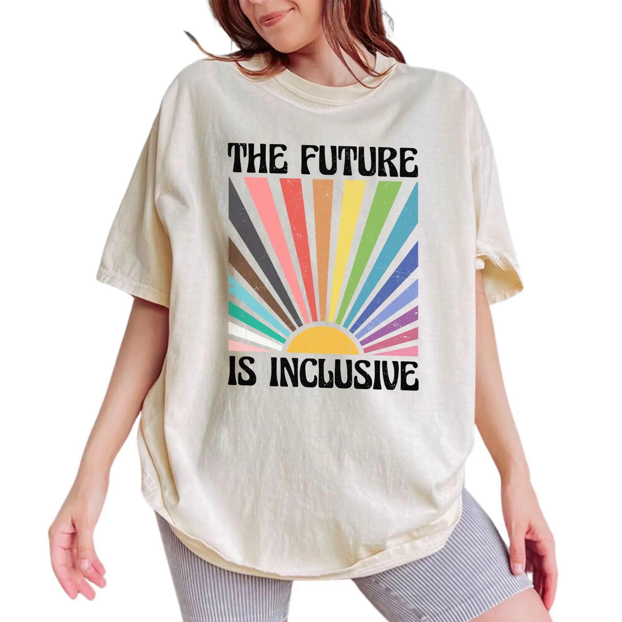 The Future is Inclusive Shirt Retro, Vintage Rainbow Pride Tee, Trans Rights Top, LGBTQ Gift, Progress Pride Shirt, Social Justice Shirt