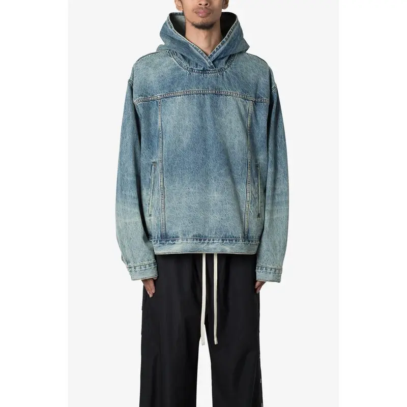 Denim Pullover Hoodie - Vintage Blue