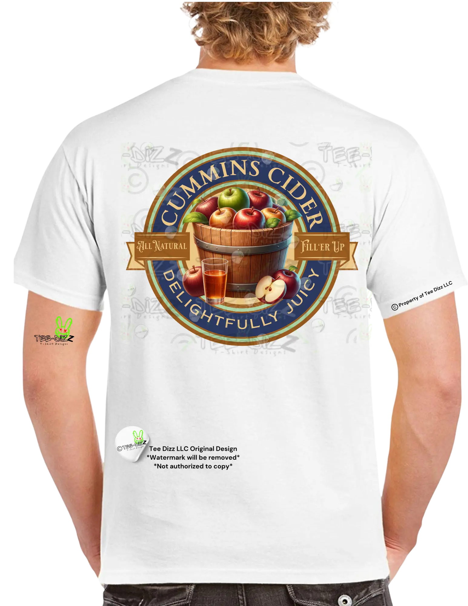 Cummins Cider - men's funny T-shirt- Menswear Casual Crewneck Cotton Tshirt Shortsleeve Slogan Tees