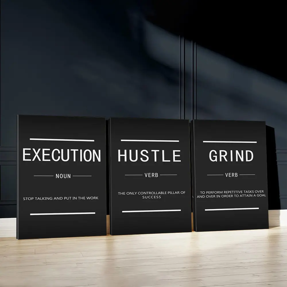 3pcs professionalism Wall Art Decoration, Decorative Artwork, motivational Poster, execution Art Prints, hustle Home Decor, Modern Wall Paintings, Canvas Posters Wall Arts, artistic Decor for Living Room, Bedroom, Housewarming Gift, With Frame