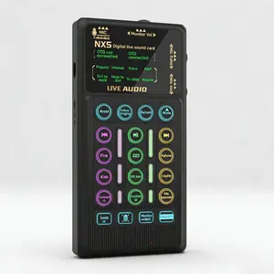 NX5 Live Sound Card Set with Microphone Headphones Audio Mixer for Live Streaming Podcasting Gaming Singing Vlogging Multi Function Voice Changer Effects Bluetooth Connectivity