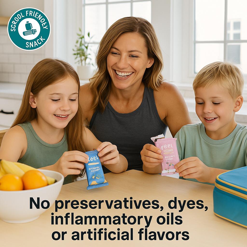 Feel Minis – Protein Bars for Kids | Birthday Cake – 12 Pack | Mom Approved | School Snack | No Added Sugar | + Daily Veggies | Gluten Free, No Nuts, No Soy, No Dairy, No Grains