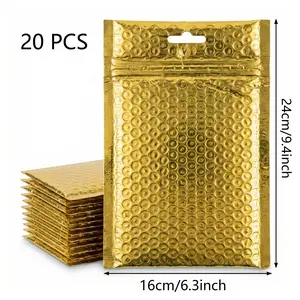 20 Pieces Metal Laser Aluminum Foil Bubble Bags, Holographic Mail Envelopes, Jewelry Gift Packaging, Shipping, Transport, Display