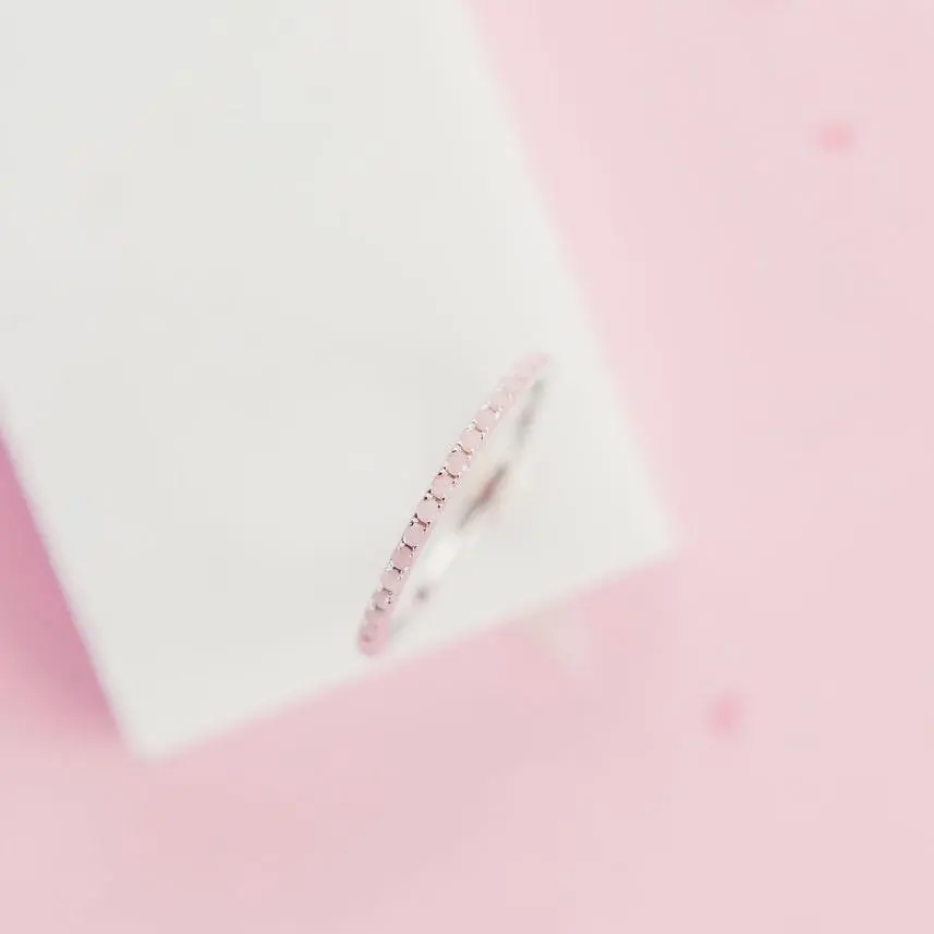 Micro Pave Stacking Band- Milky Pink