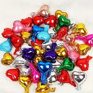 50 5-inch heart-shaped aluminum foil balloons, used for Valentine's Day, birthday, wedding, engagement, New Year, graduation party decoration-no electricity, Halloween decoration, Christmas decoration, Balloon Party Supplies