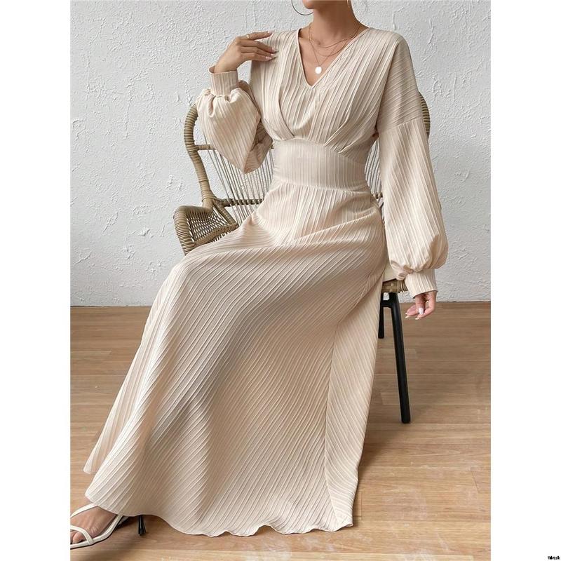 Dress A-Sleeve Lantern Solid Color a é Raffin SHEIN