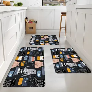Christmas Decorations For Home,3Pcs Kitchen Mat Set, Cat And Nature Design, Soft And Easy Clean Suitable For Kitchen, Bathroom, Bedroom, Living Room, Suitable For Fashionable Families Gifts,Thanksgiving Gifts