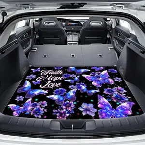 Durable All-Weather Car Trunk Mat with Shimmering Purple Butterfly Pattern Non-Slip Wear-Resistant Washable Universal for Pets Perfect Christmas Gift for Car Owners Safe Eco-Friendly All Weather Easy Setup Clean Up