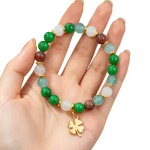 Lucky Money Attraction Bracelet with Green Aventurine & Agate Beads | Wealth & Protection Crystal Bracelet | Fashion Stretch Beaded Jewelry Gift for Women