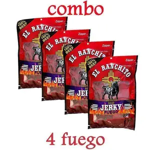 COMBO 4 PACK Fuego El Ranchito Crunchy Beef Jerky Net Wt. 2 oz