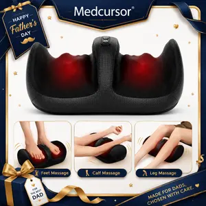 Medcursor Shiatsu Foot Massager with Heat Kneading Massage Machine for Muscle Relaxation Comfort Portable Easy Use Relaxing with Roller Heating and Intensity Modes