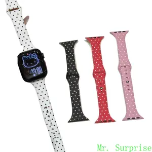 Polka Dot Silicone Watch Band for Apple Watch Series 11/10/9/8/SE, Cute Japanese & Korean Style Soft Sport Strap