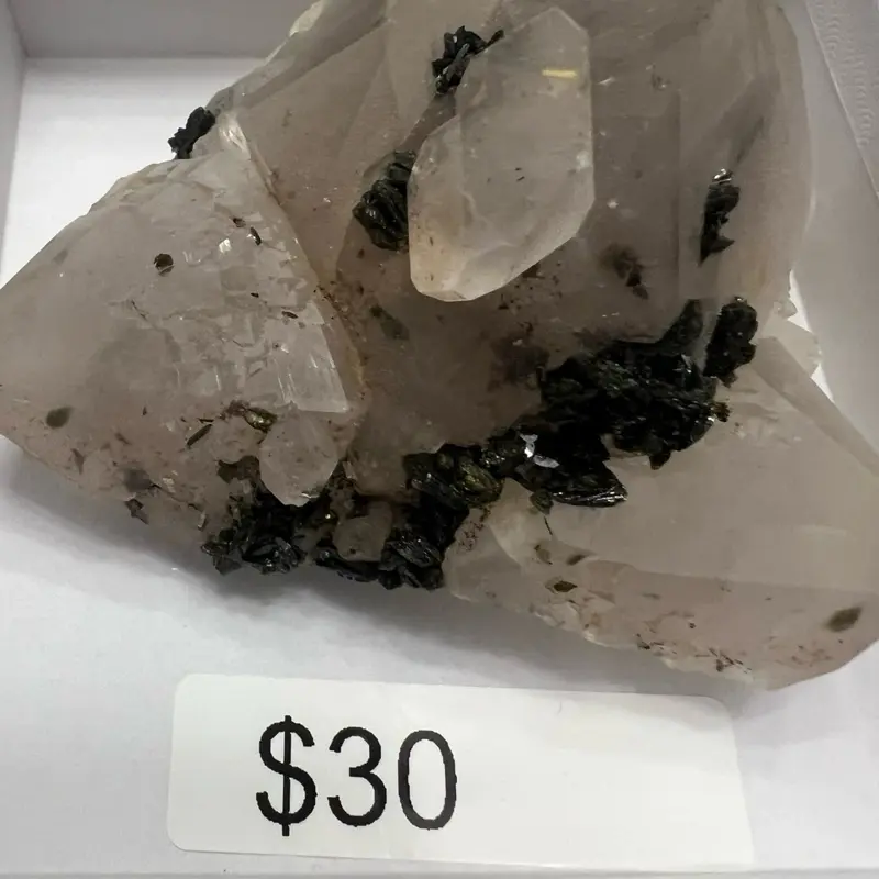 Epidote on Quartz Mineral Specimen Sold for $30
