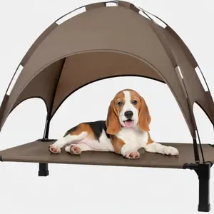 Dog Cot with Canopy: Unlike an ordinary camping dog bed, the off-the-ground bed design keeps your pets cool by increasing airflow from all sides. Offers joint relief for your pets that struggle with lying on hard ground as well.