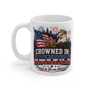 Patriotic Eagle Flag Mug | 11oz Ceramic American Flag Fireworks