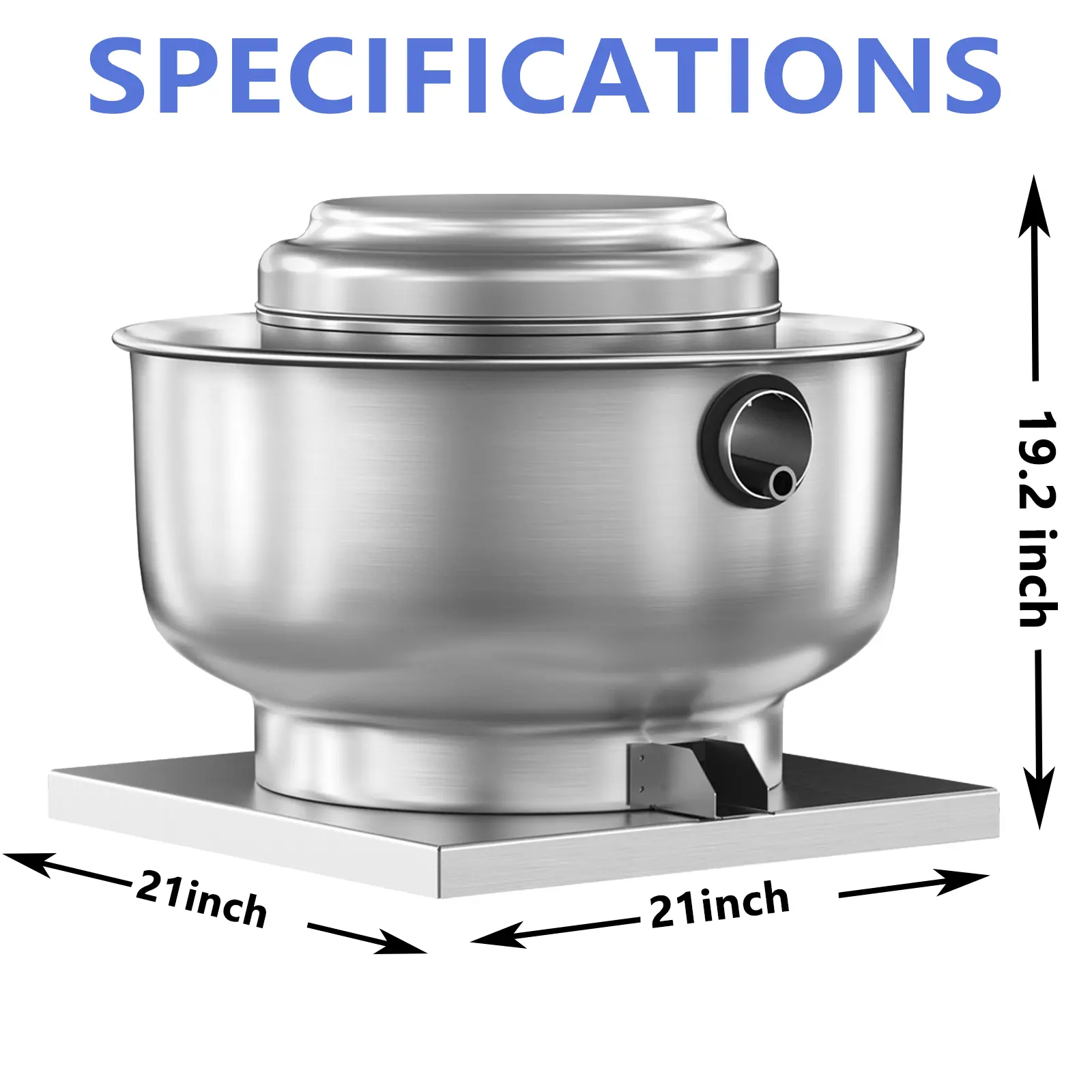 Exhaust Fan, Commercial Kitchen Grease Upblast Centrifugal Fan, 0.25HP 110V 1500-1700 CFM Aluminum UL705 Wall Roof Mount Restaurant Food Truck