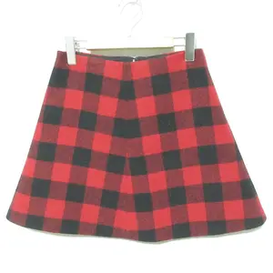 Pre-owned Valentino Cotton Small Leather Goods RED Check Mini Skirt