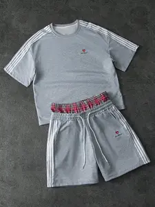 Men's Casual Sportswear Set, Short Sleeve Letter Print T-Shirt & Waist Drawstring Shorts, Summer Fashion, Comfortable Daily Wear, Streetwear Tracksuit Set, Sporty Style Clothes