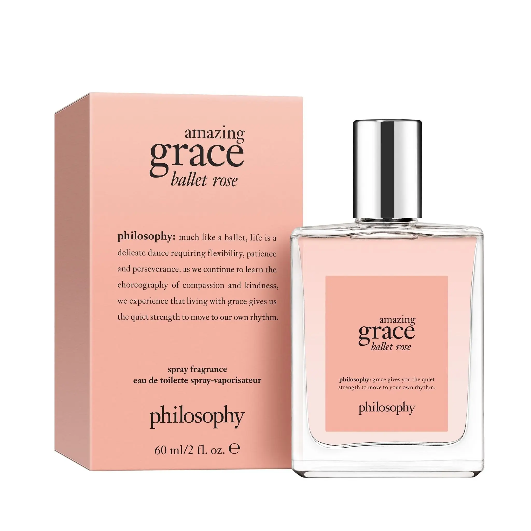 Philosophy Amazing Grace Ballet Rose Perfume for Women, Eau de Toilette Spray 2 Fl Oz / 60ml, Rose Perfume with Lychee and Musk, Floral Fragrance