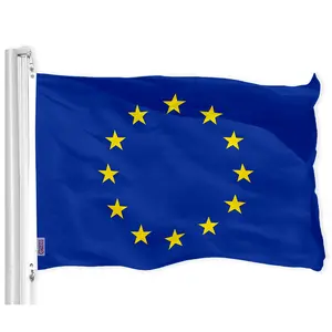 G128 European Union Europe EU Flag | 3x5 Ft | Printed 150D Polyester - Indoor/Outdoor, Vibrant Colors, Brass Grommets, Quality Polyester, Much Thicker More Durable Than 100D 75D Polyester