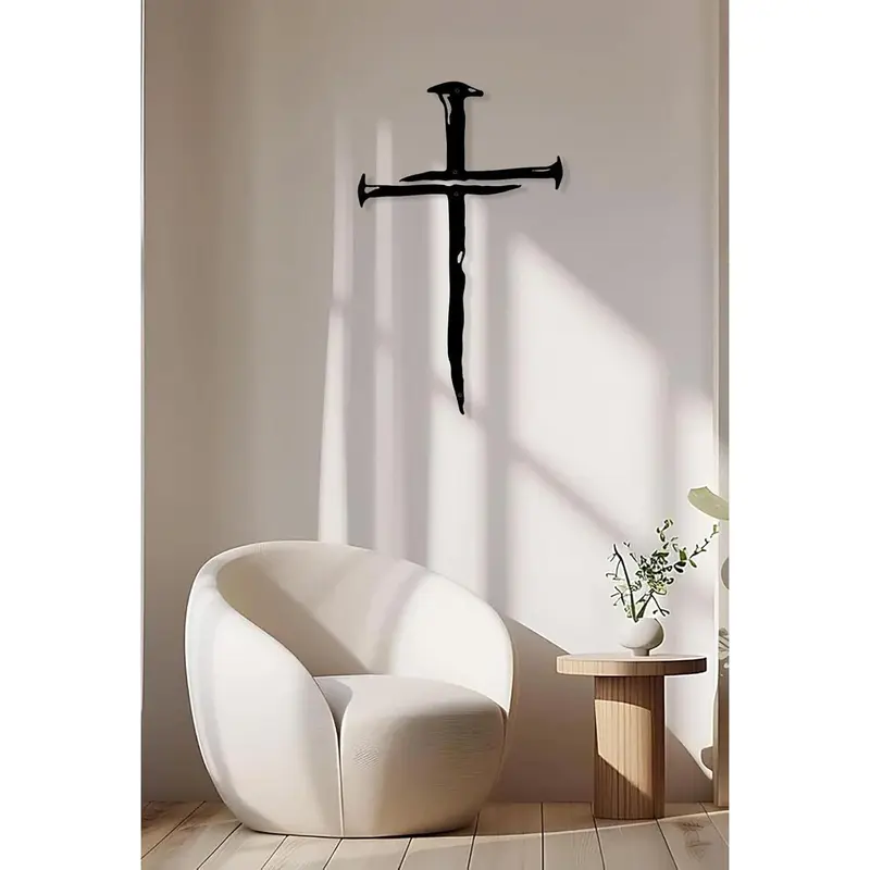 Wall Cross Jesus Crosses Wall Decor Religious Metal Wall Art Minimalist Decorations for Church Home Office Baptism Decor Gift for a Christian