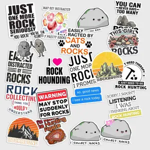 Sticker Pack 20 Rockhounding Vinyl Sticker, Mineral Crystal Collecting Decal for Bottle