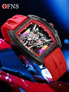 OFNS New Fashionable Casual Men's Watch Colorful Silicone Strap Quartz Men's Watch