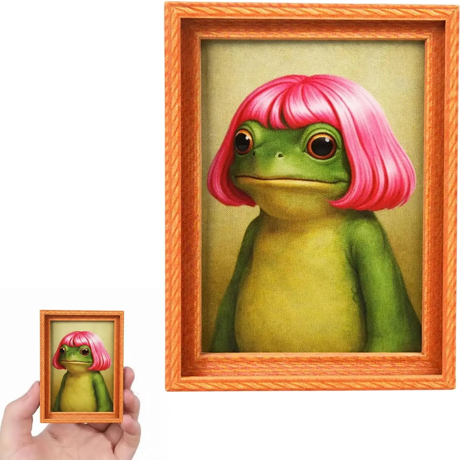 Adorable Pink Hair Frog Refrigerator Magnet - Funny Home Decor for Kitchen & Office, Strong Magnetic Hold, Single-Piece Home Supply Decoration