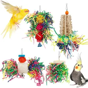 Foraging Toys Parakeet Chewing Hanging Toy Shredded Paper Bird Cage Accessories for Conure Cockatiel Budgies Lovebird Parrotlet