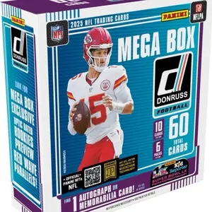 Panini 2025 NFL Donruss Mega Box - 60 Cards Including 1 Autograph or Memorabilia Card - Official NFL Trading Cards