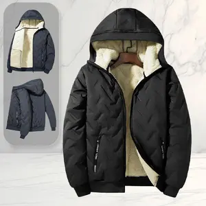 Autumn and Winter Outdoor Fashion Fleece Lined Warm Large Size Loose Men's Jacket with Zipper Pockets for Extra Assurance��gift��