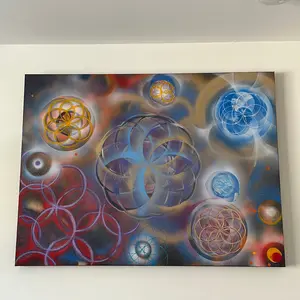 “Lotus of life” one of a kind, hand painted, sacred geometry abstract piece. Decor