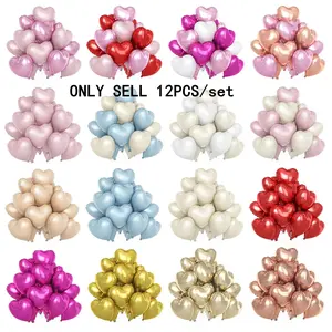 12 Pcs 18 Inch Multicolor Heart Aluminum Foil Balloons Set, Perfect for Birthday Weddings Anniversaries Parties Background Decorations, Heart Shaped Balloons