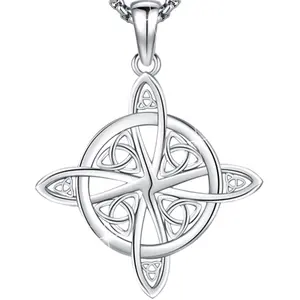 Audinceed Celtic Witches Knot Necklace S925 Sterling Silver Witchtok Style Protective Amulet Jewelry Gift for Women Men